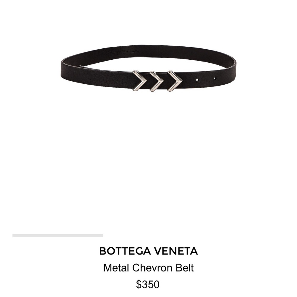 Bottega Veneta Metal Chevron Belt in Black and Silver. Size 65. Dust bag incl.